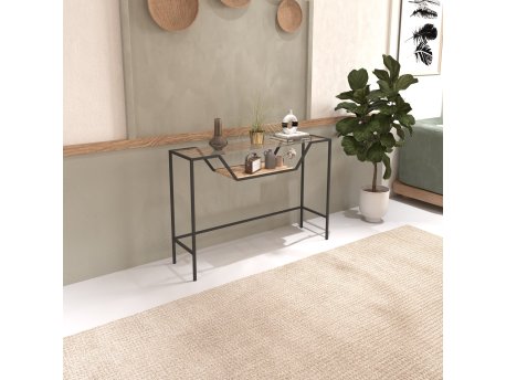 HANAH HOME Polica Lala Black Glass
