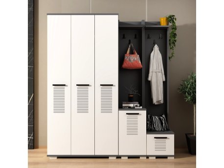 HANAH HOME Ormar za hodnik Asimo Ced Anthracite White