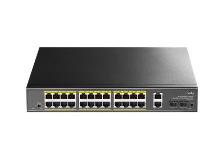 CUDY GS1026PS2 24-Port Gigabit PoE+ Switch with 2 Uplink Gigabit Ports and 2 Gigabit SFP Slots 300W