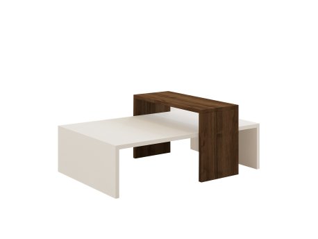 HANAH HOME Sto za dnevnu sobu Glow White Walnut