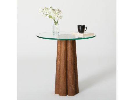 HANAH HOME Sto za dnevnu sobu Thales Walnut Transparent
