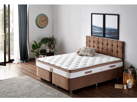 HANAH HOME Bračni krevet Latte Light Brown (140 x 190)