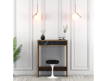 HANAH HOME Sto za šminkanje Lizbon Walnut Black Marble
