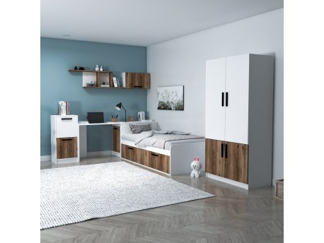 HANAH HOME Dečija soba Newra White Light Walnut