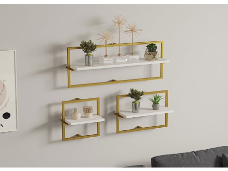 HANAH HOME Zidna polica Yeso White Gold