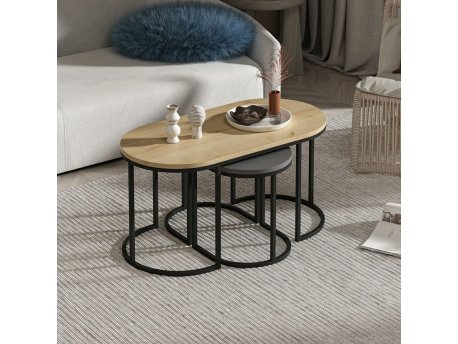 HANAH HOME Set stolova Dena Anthracite Oak