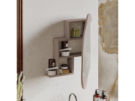 HANAH HOME Kupatilski ormarić Cloud Storage Bathroom Wall Mirror Light Mocha