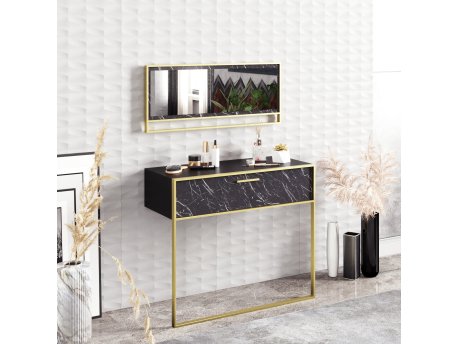 HANAH HOME Komoda Polka Aynalı Black