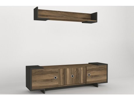 HANAH HOME TV polica Tetra Anthracite Walnut
