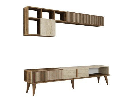 HANAH HOME TV polica Milan Walnut Travertine