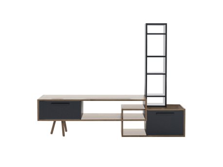 HANAH HOME TV polica Lagomood Manzara Anthracite Walnut