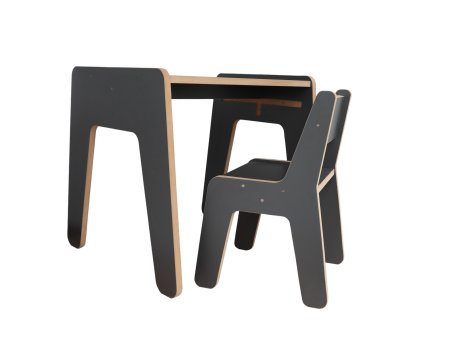 HANAH HOME Dečiji sto i stolica Mini Table Chair Set Anthracite