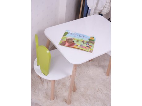 HANAH HOME Dečiji sto i stolica Bunny One Chair Set Pistachio Green White