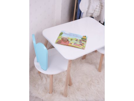 HANAH HOME Dečiji sto i stolica Bunny One Chair Set Baby Blue White