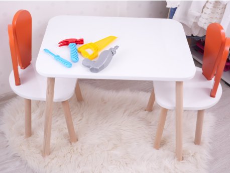 HANAH HOME Dečiji sto i stolice Bunny Two Chair Set Orange White