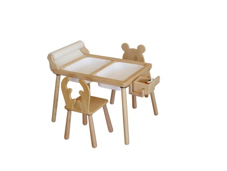 HANAH HOME Dečiji sto i stolice Roll and 2 Chairs White
