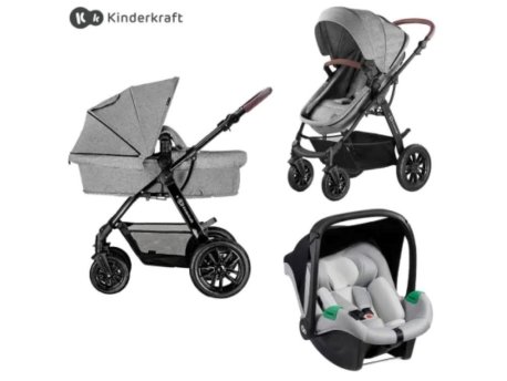 KINDERKRAFT Dečija kolica MOOV 3u1 Mink pro - Grey melange