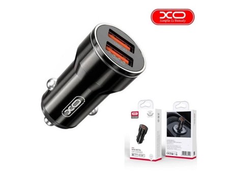 XO Auto punjač metalni CC48 2.4A 2*USB crni