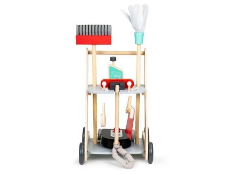 ECO TOYS Drveni Set Za Čišćenje Sa Kolicima Xxl Usisivač