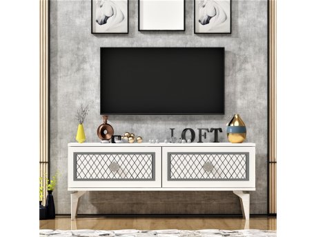 HANAH HOME TV polica Arel White Silver