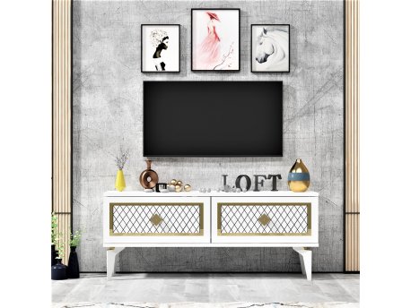 HANAH HOME TV polica Arel White Gold