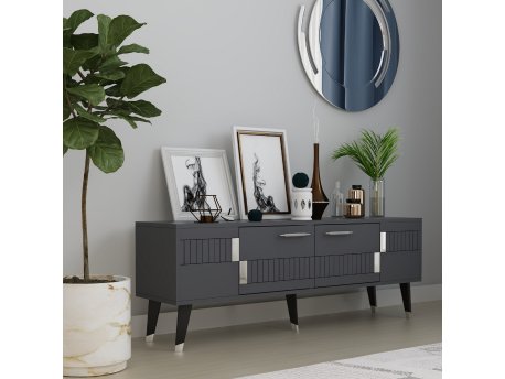 HANAH HOME TV polica Moda Anthracite Silver