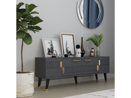 HANAH HOME TV polica Moda Anthracite Gold