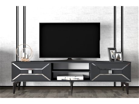 HANAH HOME TV polica Yumedi Anthracite Silver