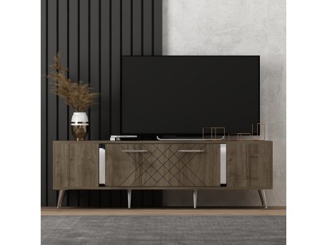 HANAH HOME TV polica Detas Walnut Silver