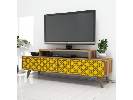 HANAH HOME TV polica City Walnut Yellow