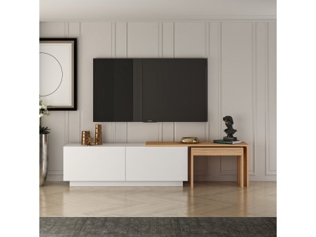HANAH HOME TV polica Oslo White Atlantic Pine