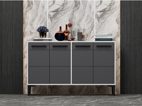 HANAH HOME TV polica Stria White Anthracite