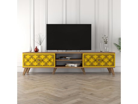 HANAH HOME TV polica Class Walnut Yellow