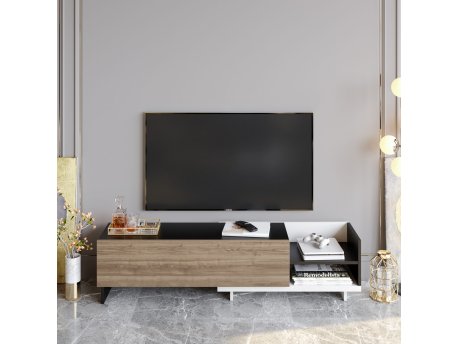 HANAH HOME TV polica Parion White Black Walnut