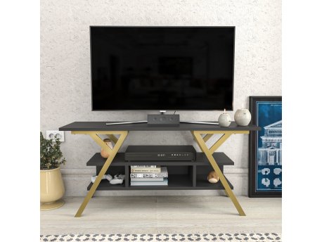 HANAH HOME TV polica Minerva Gold Anthracite