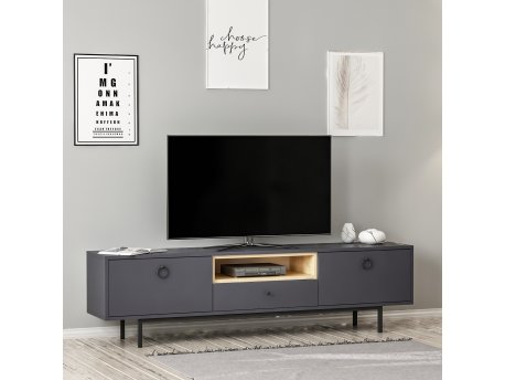 HANAH HOME TV polica Naturel Anthracite