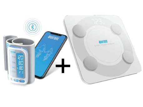 AURON Merač krvnog pritiska LS808-BS + Smart Fitness Telesna vaga GBF-2108-B