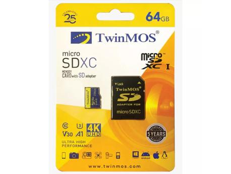 TwinMOS 64GB TM64MSDXC10V30U3 microSDXC memorijska kartica sa adapterom
