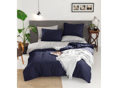 L`ESSENTIEL MAISON Ranforce posteljina (200x220) Cift Yonlu Dark Blue Grey