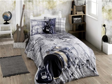 L`ESSENTIEL MAISON Poplin posteljina (160 x 220) Rock Music Grey