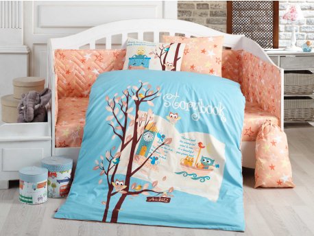 L`ESSENTIEL MAISON Poplin posteljina za bebe Dream Clock Blue