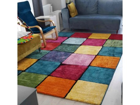 Conceptum Hypnose Tepih (80 x 150) Renkli Kare