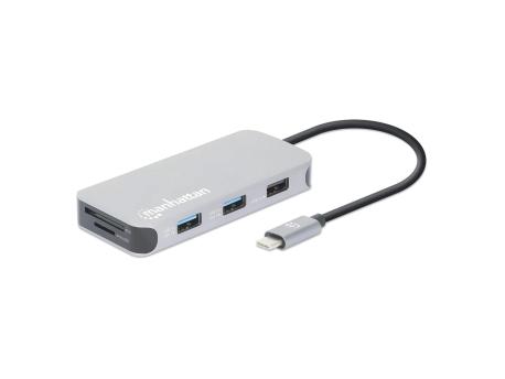 MANHATTAN Docking station 8u1 USB-C - HDMI/3xUSB/CR/LAN/PD 100W (130615)