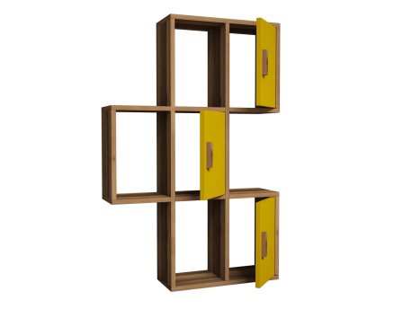 HANAH HOME Zidna polica Flora Walnut Yellow