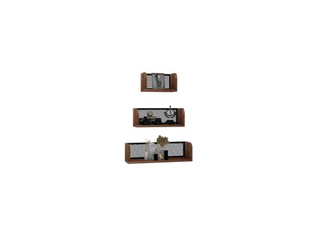 HANAH HOME Zidna polica Buzim Walnut Black