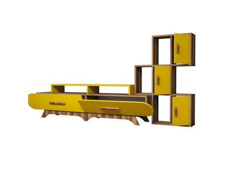 HANAH HOME TV polica Flora S Walnut Yellow