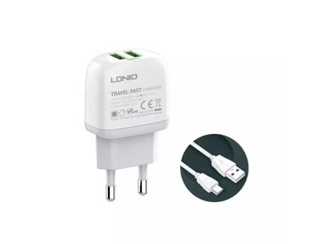LDNIO A2219 2xUSB kućni punjač sa USB-C kablom
