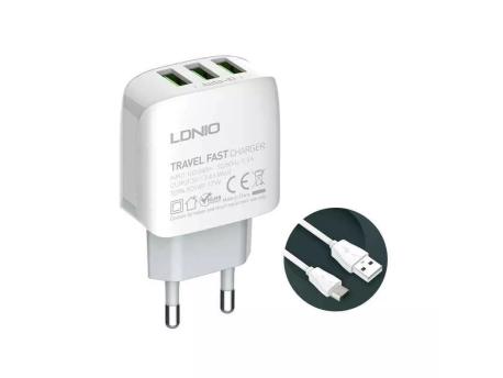 LDNIO A3312 3xUSB kućni punjač sa micro USB kablom