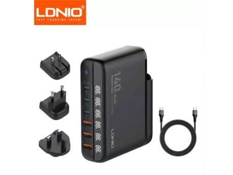 LDNIO A6140C GaN 140W 6x USB Kućni punjač sa USB C kablom crni