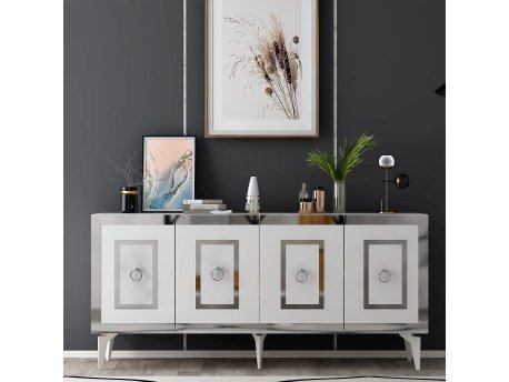 HANAH HOME Komoda Karya White Silver
